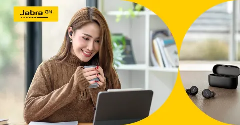 De kracht van de professionele plug-and-play USB-adapter die bij de Evolve2 Buds wordt geleverd!