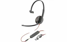 HP Poly Blackwire 3215 Mono USB-C Headset + 3,5mm Jack + USB-C/A Adapter (8X227AA) - SynFore