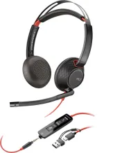 HP Poly Blackwire 5220 Stereo USB-C Headset + 3,5 mm plug + USB-C/A adapter (8X231AA) - SynFore