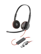 HP Poly Blackwire 3220 USB-C Stereo Headset + USB-C/A Adapter (8X228AA) - SynFore