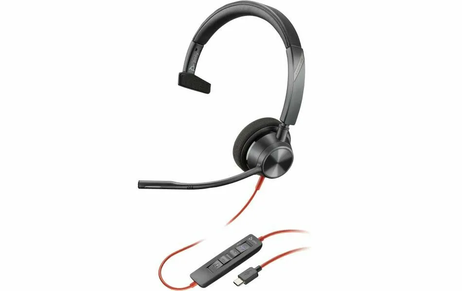 HP Poly Blackwire 3310 Monaural Microsoft Teams Certified USB-C Headset + USB-C/A adapter (8X216AA) - SynFore