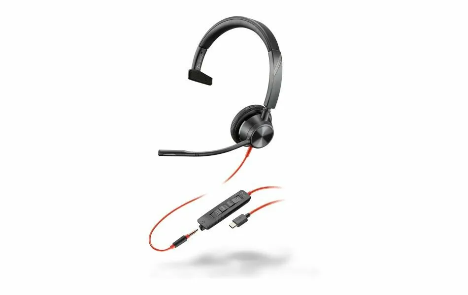 HP Poly Blackwire 3315 Monaural USB-C Headset + 3,5 mm plug + USB-C/A adapter (8X217AA) - SynFore