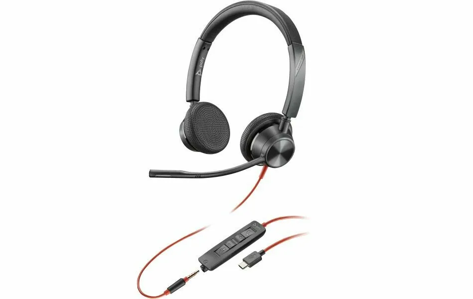 HP Poly Blackwire 3325 Stereo USB-C Headset + 3,5 mm plug + USB-C/A adapter (8X221AA) - SynFore