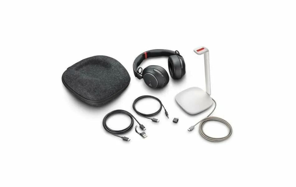 HP Poly Voyager Surround 85 UC voor Microsoft Teams gecertificeerde USB-C-headset + USB-C/A-adapter + oplaadstandaard (8G7T8AA) - SynFore