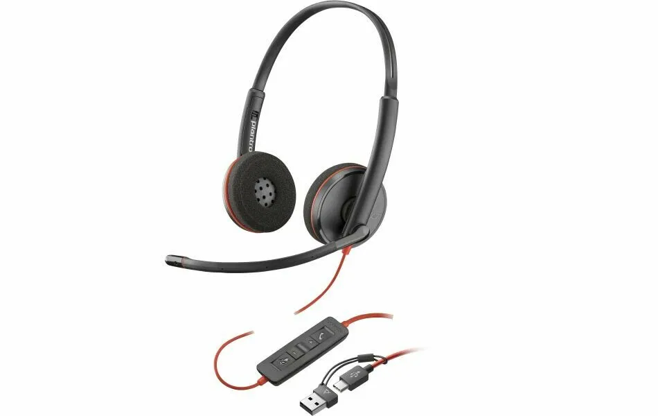 HP Poly Blackwire 3220 USB-C Stereo Headset + USB-C/A Adapter (8X228AA) - SynFore