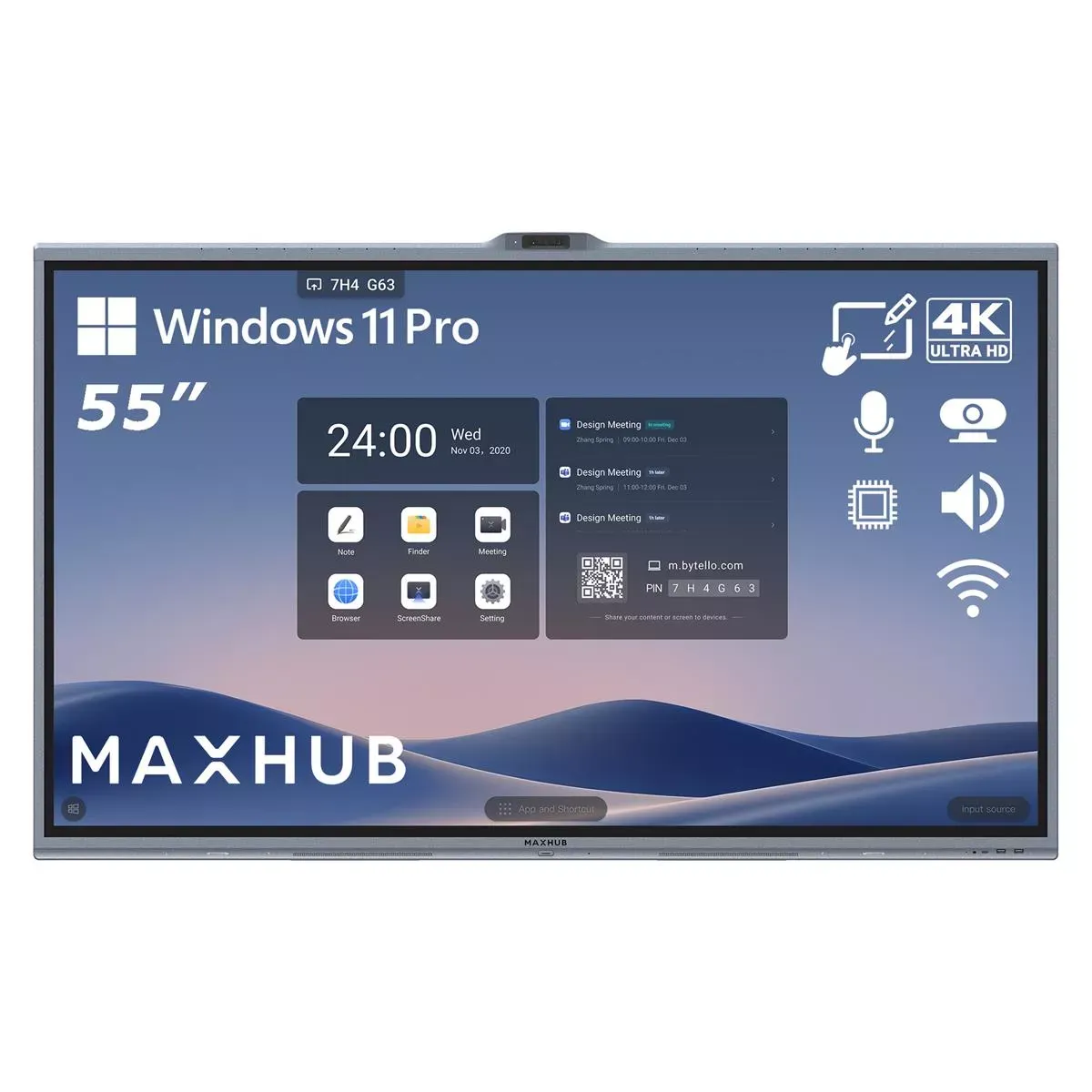 MAXHUB XBoard V7, 55" All-in-One Conference IFP, inc PC (V5550-MT71E) - SynFore