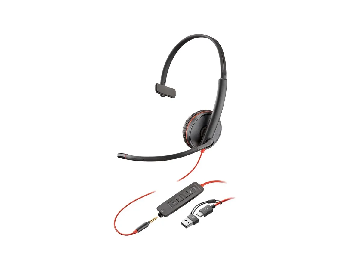 HP Poly Blackwire 3215 mono headset met USB-C en 3.5mm aansluiting - SynFore