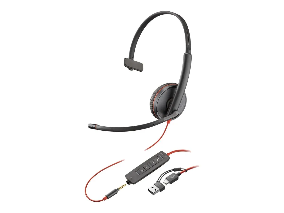 HP Poly Blackwire 3215 mono headset met USB-C en 3.5mm aansluiting - SynFore