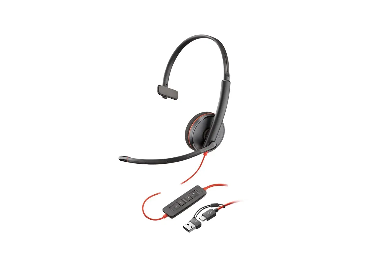 HP Poly Blackwire 3215 mono headset met USB-C en 3.5mm aansluiting - SynFore