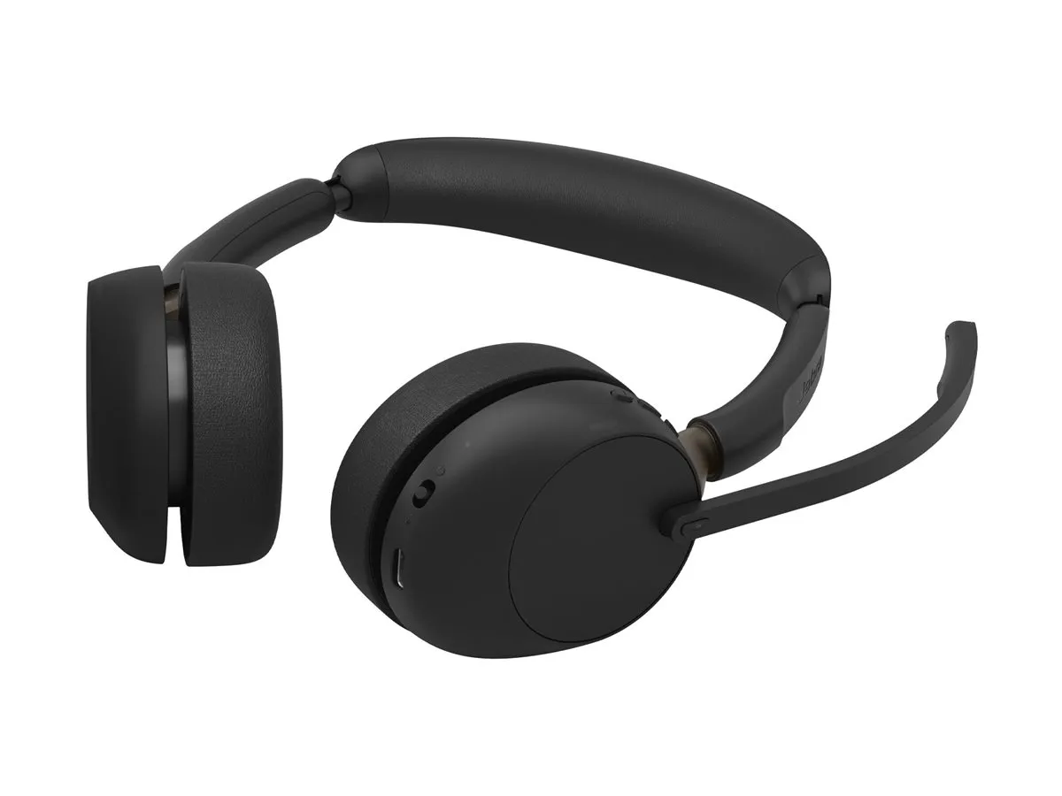 Jabra Evolve3 65 Stereo LINK 390c UC draadloze headset met ANC, USB-C adapter en laadstandaard - SynFore